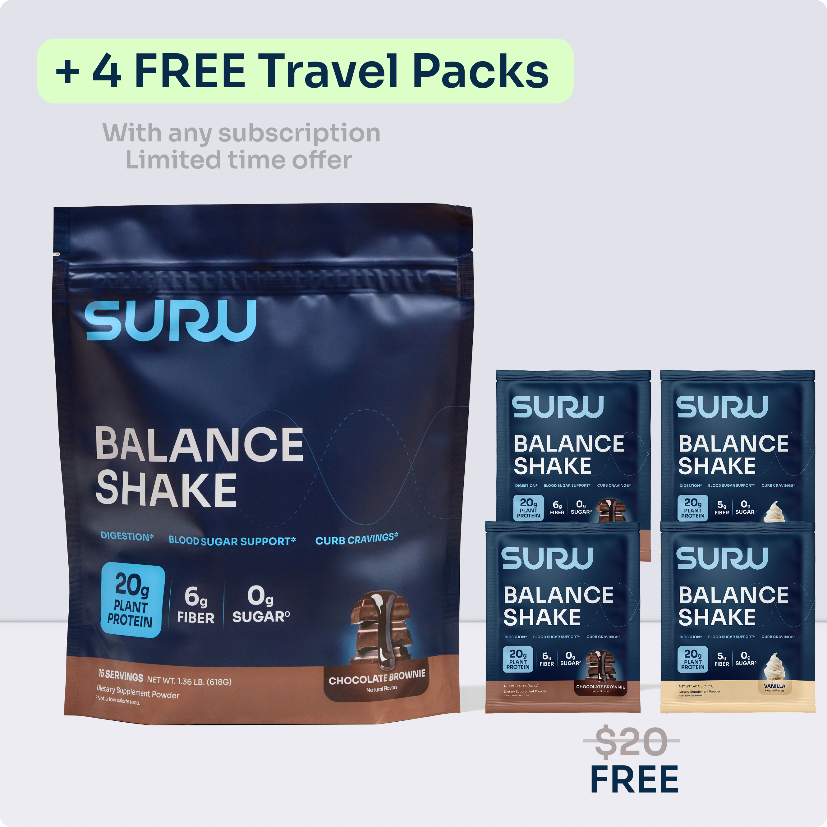 Suru Balance Shake + 4 FREE Travel Packs