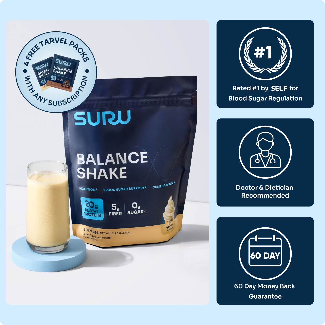Suru Balance Shake + 4 FREE Travel Packs
